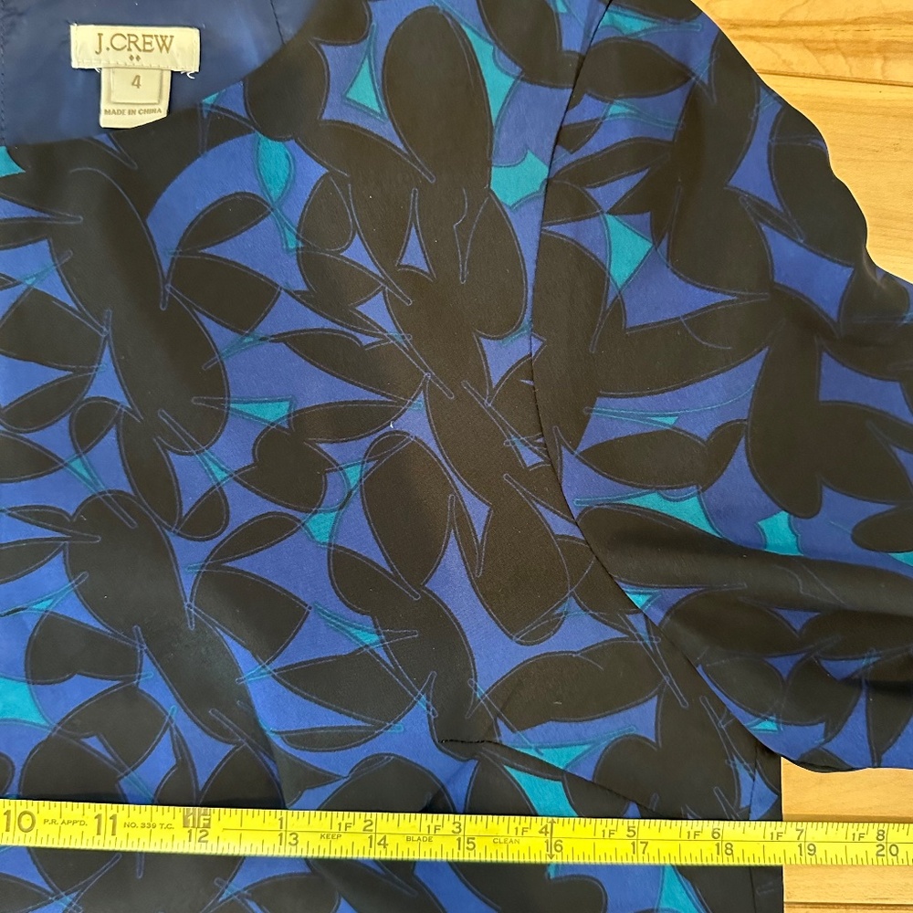J.CREW Printed Mini Dress Women's Crew Neck Three Quarter Sleeve blue - Picture 5 of 6